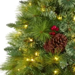 6 Ft. Pre-Lit Montana Mixed Pine Artificial Christmas Tree With Pine Cones, Berries And 350 Clear LED Lights 11 6 Ft. Pre-Lit Montana Mixed Pine Artificial Christmas Tree With Pine Cones, Berries And 350 Clear LED Lights -Christmas Gift Shop nearly natural pre lit christmas trees t1622 4f 1000