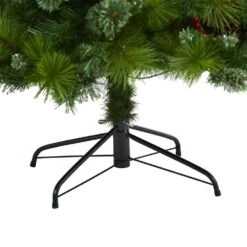 7 Ft. Pre-Lit Montana Mixed Pine Artificial Christmas Tree With Pine Cones, Berries And 500 Clear LED Lights -Christmas Gift Shop nearly natural pre lit christmas trees t1623 1f 1000