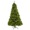 7 Ft. Pre-Lit Montana Mixed Pine Artificial Christmas Tree With Pine Cones, Berries And 500 Clear LED Lights -Christmas Gift Shop nearly natural pre lit christmas trees t1623 64 1000