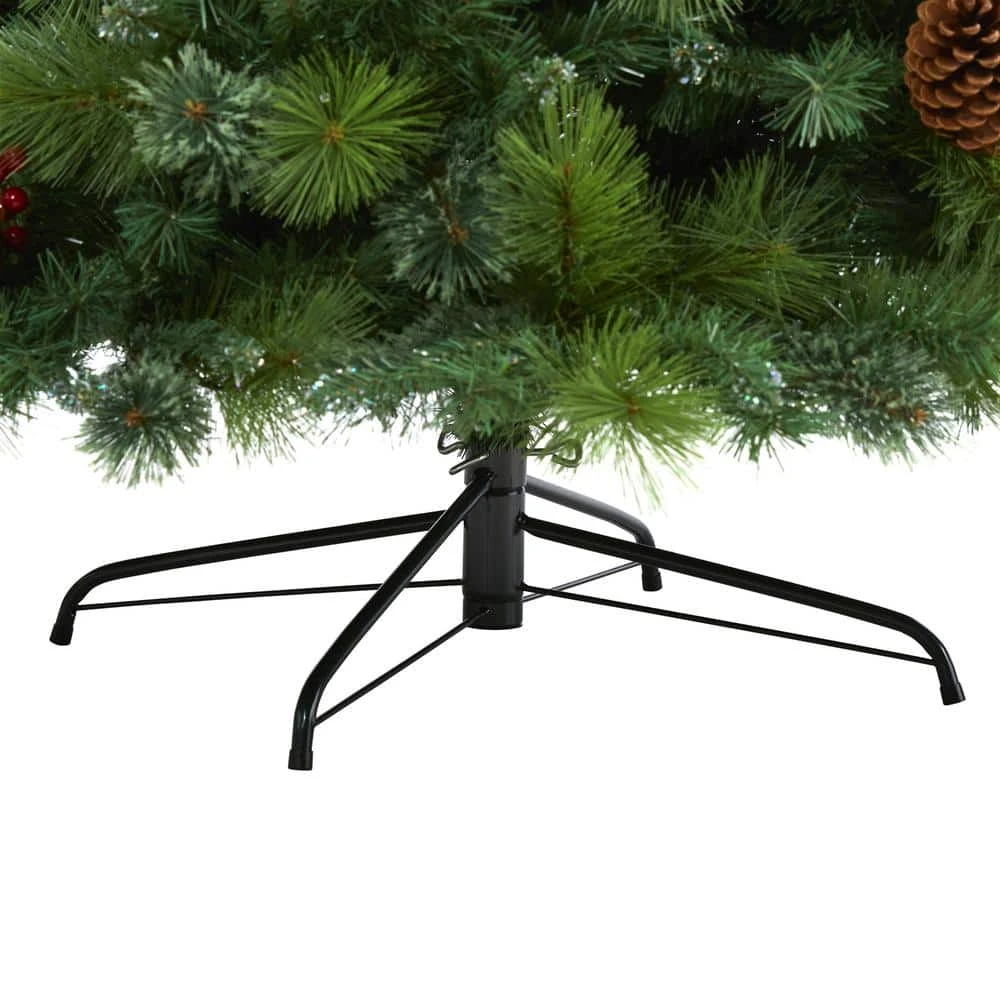 8 Ft. Pre-Lit Montana Mixed Pine Artificial Christmas Tree With Pine Cones, Berries And 700 Clear LED Lights 6 8 Ft. Pre-Lit Montana Mixed Pine Artificial Christmas Tree With Pine Cones, Berries And 700 Clear LED Lights - Image 4