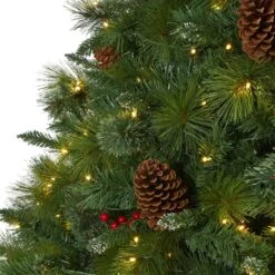 8 Ft. Pre-Lit Montana Mixed Pine Artificial Christmas Tree With Pine Cones, Berries And 700 Clear LED Lights 11 8 Ft. Pre-Lit Montana Mixed Pine Artificial Christmas Tree With Pine Cones, Berries And 700 Clear LED Lights -Christmas Gift Shop nearly natural pre lit christmas trees t1624 4f 1000