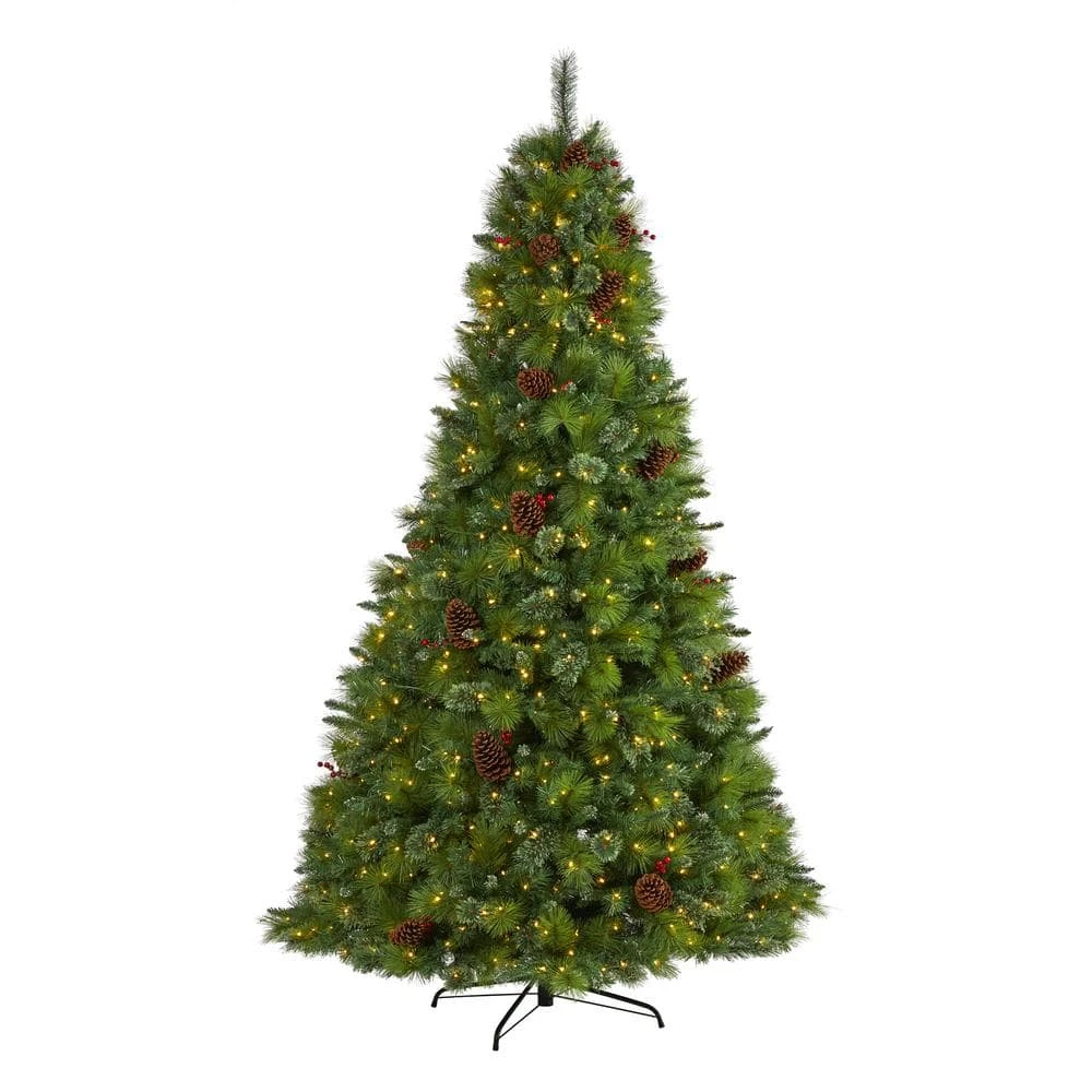 8 Ft. Pre-Lit Montana Mixed Pine Artificial Christmas Tree With Pine Cones, Berries And 700 Clear LED Lights 3 8 Ft. Pre-Lit Montana Mixed Pine Artificial Christmas Tree With Pine Cones, Berries And 700 Clear LED Lights