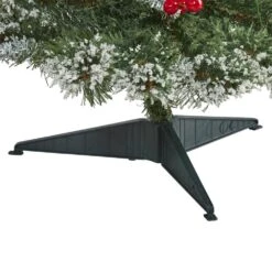 3 Ft. Pre-lit Frosted Swiss Pine Artificial Christmas Tree With 50 Battery Operated Clear LED Lights And Berries -Christmas Gift Shop nearly natural pre lit christmas trees t1625 1f 1000