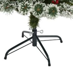 5 Ft. Pre-Lit Frosted Swiss Pine Artificial Christmas Tree With 200 Clear LED Lights And Berries -Christmas Gift Shop nearly natural pre lit christmas trees t1627 1f 1000