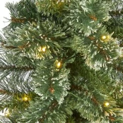 3 Ft. Pre-Lit Wisconsin Slim Snow Tip Pine Artificial Christmas Tree With 50 Battery Operated Clear LED Lights -Christmas Gift Shop nearly natural pre lit christmas trees t1632 4f 1000