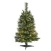 3 Ft. Pre-Lit Wisconsin Slim Snow Tip Pine Artificial Christmas Tree With 50 Battery Operated Clear LED Lights -Christmas Gift Shop nearly natural pre lit christmas trees t1632 64 1000