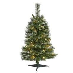 3 Ft. Pre-Lit Wisconsin Slim Snow Tip Pine Artificial Christmas Tree With 50 Battery Operated Clear LED Lights