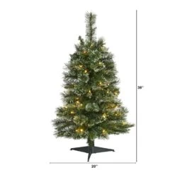 3 Ft. Pre-Lit Wisconsin Slim Snow Tip Pine Artificial Christmas Tree With 50 Battery Operated Clear LED Lights -Christmas Gift Shop nearly natural pre lit christmas trees t1632 c3 1000