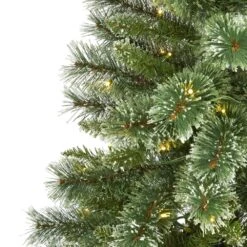 5 Ft. Pre-Lit Wisconsin Slim Snow Tip Pine Artificial Christmas Tree With 150 Clear LED Lights -Christmas Gift Shop nearly natural pre lit christmas trees t1634 4f 1000