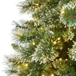 7 Ft. Pre-Lit Wisconsin Slim Snow Tip Pine Artificial Christmas Tree With 400 Clear LED Lights 11 7 Ft. Pre-Lit Wisconsin Slim Snow Tip Pine Artificial Christmas Tree With 400 Clear LED Lights -Christmas Gift Shop nearly natural pre lit christmas trees t1636 4f 1000