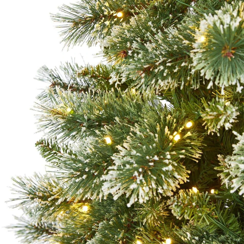7 Ft. Pre-Lit Wisconsin Slim Snow Tip Pine Artificial Christmas Tree With 400 Clear LED Lights 5 7 Ft. Pre-Lit Wisconsin Slim Snow Tip Pine Artificial Christmas Tree With 400 Clear LED Lights - Image 3