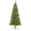7 Ft. Pre-Lit Wisconsin Slim Snow Tip Pine Artificial Christmas Tree With 400 Clear LED Lights -Christmas Gift Shop nearly natural pre lit christmas trees t1636 64 1000