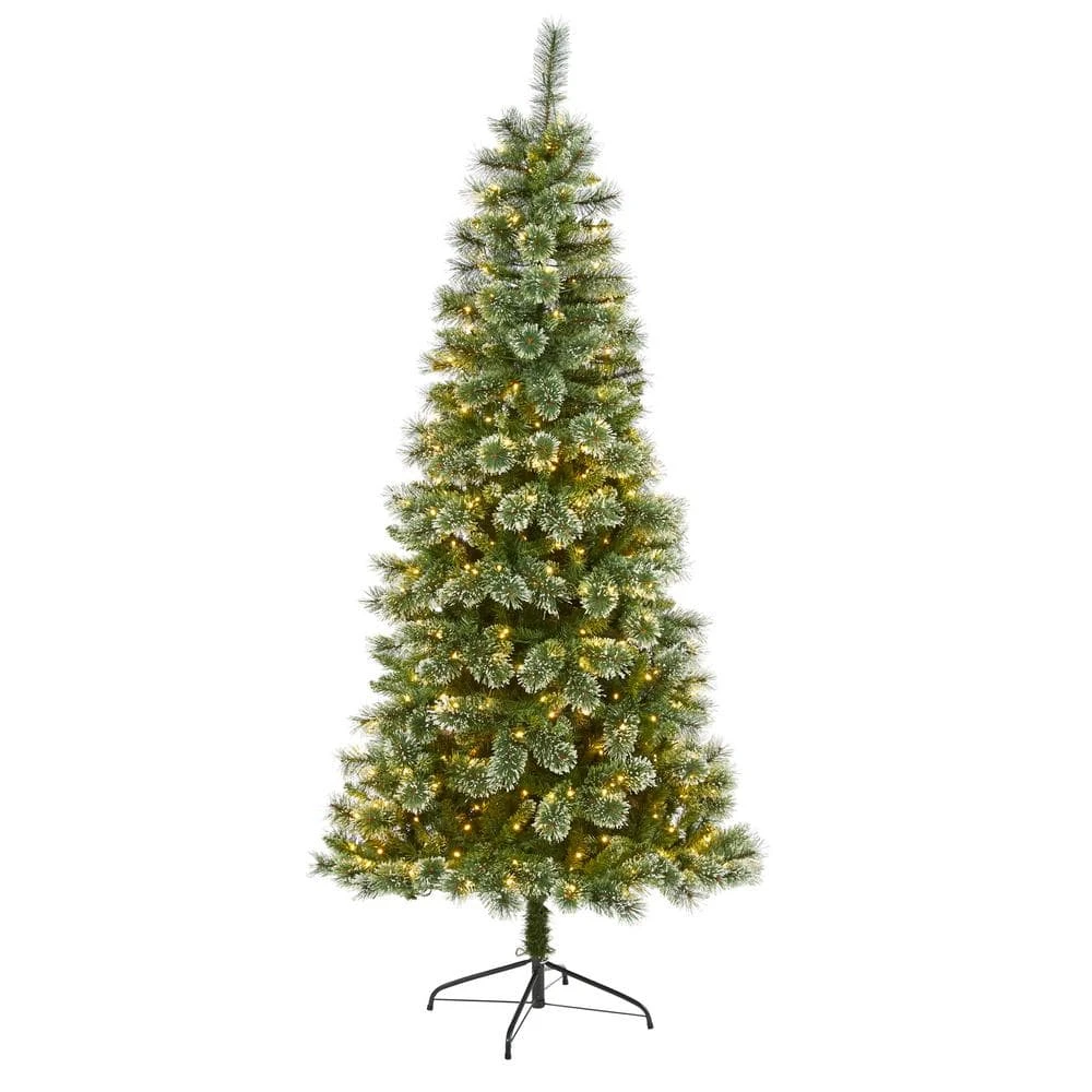 7 Ft. Pre-Lit Wisconsin Slim Snow Tip Pine Artificial Christmas Tree With 400 Clear LED Lights 3 7 Ft. Pre-Lit Wisconsin Slim Snow Tip Pine Artificial Christmas Tree With 400 Clear LED Lights