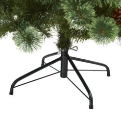 6 Ft. Pre-Lit White Mountain Pine Artificial Christmas Tree With 300 Clear LED Lights And Pine Cones -Christmas Gift Shop nearly natural pre lit christmas trees t1641 44 1000