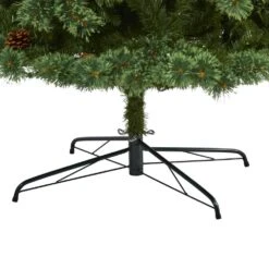 9 Ft. Pre-Lit White Mountain Pine Artificial Christmas Tree With 650 Clear LED Lights And Pine Cones -Christmas Gift Shop nearly natural pre lit christmas trees t1643 1f 1000