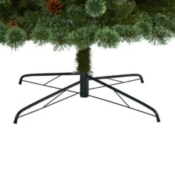 10 Ft. Pre-Lit White Mountain Pine Artificial Christmas Tree With 850 Clear LED Lights And Pine Cones -Christmas Gift Shop nearly natural pre lit christmas trees t1644 1f 1000