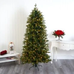 7 Ft. Pre-Lit Belgium Fir Natural Look Artificial Christmas Tree With 500 Clear LED Lights 15 7 Ft. Pre-Lit Belgium Fir Natural Look Artificial Christmas Tree With 500 Clear LED Lights -Christmas Gift Shop nearly natural pre lit christmas trees t1646 31 1000
