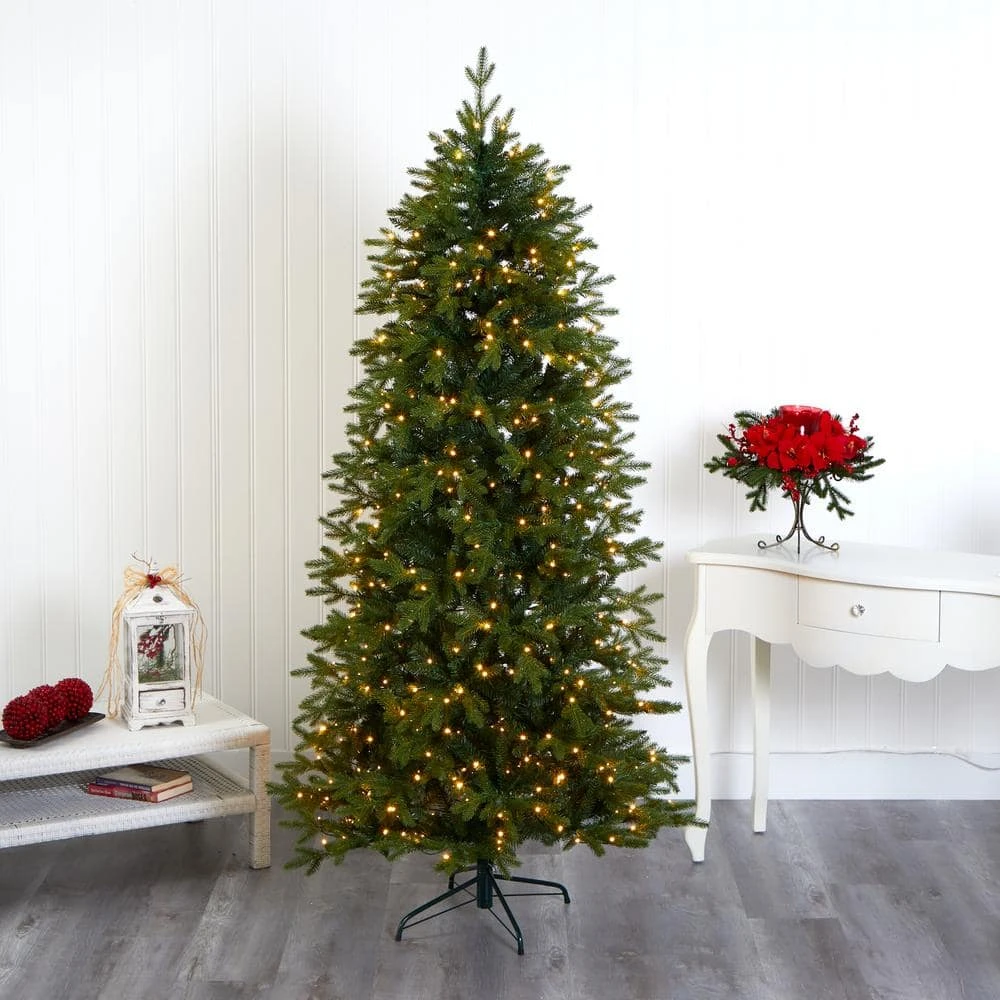 7 Ft. Pre-Lit Belgium Fir Natural Look Artificial Christmas Tree With 500 Clear LED Lights 9 7 Ft. Pre-Lit Belgium Fir Natural Look Artificial Christmas Tree With 500 Clear LED Lights - Image 7