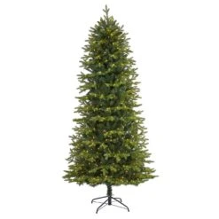8 Ft. Pre-Lit Belgium Fir Natural Look Artificial Christmas Tree With 650 Clear LED Lights