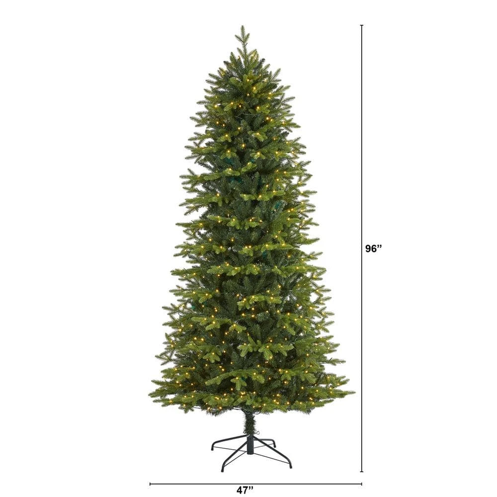 8 Ft. Pre-Lit Belgium Fir Natural Look Artificial Christmas Tree With 650 Clear LED Lights 4 8 Ft. Pre-Lit Belgium Fir Natural Look Artificial Christmas Tree With 650 Clear LED Lights - Image 2