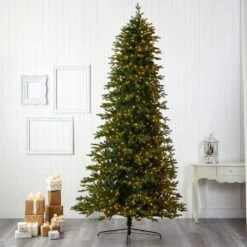10 Ft. Pre-Lit Belgium Fir Natural LookArtificial Christmas Tree With 1050 Clear LED Lights 17 10 Ft. Pre-Lit Belgium Fir Natural LookArtificial Christmas Tree With 1050 Clear LED Lights -Christmas Gift Shop nearly natural pre lit christmas trees t1650 31 1000