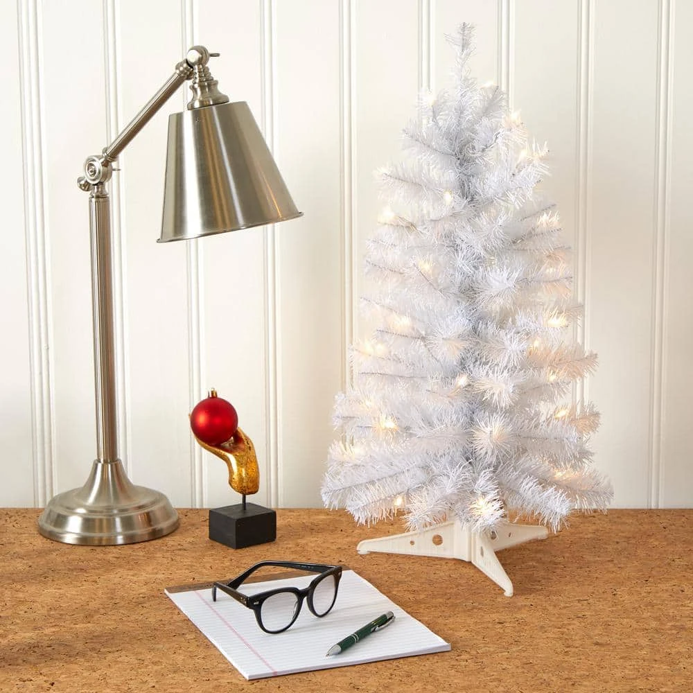 2 Ft. Pre-Lit White Artificial Christmas Tree With 35 Battery Operated Clear LED Lights 8 2 Ft. Pre-Lit White Artificial Christmas Tree With 35 Battery Operated Clear LED Lights - Image 6