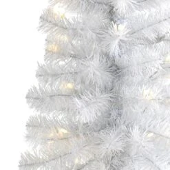 2 Ft. Pre-Lit White Artificial Christmas Tree With 35 Battery Operated Clear LED Lights 10 2 Ft. Pre-Lit White Artificial Christmas Tree With 35 Battery Operated Clear LED Lights -Christmas Gift Shop nearly natural pre lit christmas trees t1698 4f 1000