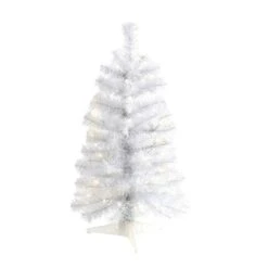2 Ft. Pre-Lit White Artificial Christmas Tree With 35 Battery Operated Clear LED Lights