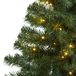 4 Ft. Pre-Lit Northern Tip Pine Artificial Christmas Tree With 100 Clear LED Lights -Christmas Gift Shop nearly natural pre lit christmas trees t1715 4f 1000