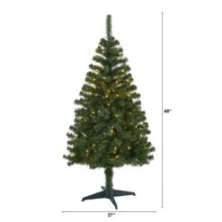 4 Ft. Pre-Lit Northern Tip Pine Artificial Christmas Tree With 100 Clear LED Lights -Christmas Gift Shop nearly natural pre lit christmas trees t1715 c3 1000