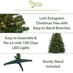4 Ft. Pre-Lit Northern Tip Pine Artificial Christmas Tree With 100 Clear LED Lights -Christmas Gift Shop nearly natural pre lit christmas trees t1715 e1 1000
