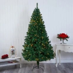 8 Ft. Pre-Lit Northern Tip Artificial Christmas Tree With 450 Clear LED Lights -Christmas Gift Shop nearly natural pre lit christmas trees t1720 31 1000