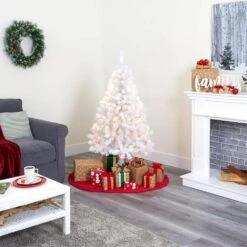 4 Ft. Pre-Lit White Artificial Christmas Tree With 100 Clear LED Lights 14 4 Ft. Pre-Lit White Artificial Christmas Tree With 100 Clear LED Lights -Christmas Gift Shop nearly natural pre lit christmas trees t1725 44 1000