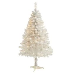 4 Ft. Pre-Lit White Artificial Christmas Tree With 100 Clear LED Lights