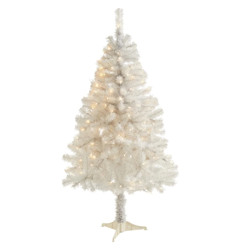 4 Ft. Pre-Lit White Artificial Christmas Tree With 100 Clear LED Lights 3 4 Ft. Pre-Lit White Artificial Christmas Tree With 100 Clear LED Lights