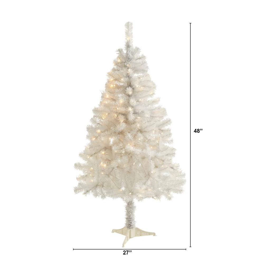 4 Ft. Pre-Lit White Artificial Christmas Tree With 100 Clear LED Lights 5 4 Ft. Pre-Lit White Artificial Christmas Tree With 100 Clear LED Lights - Image 3