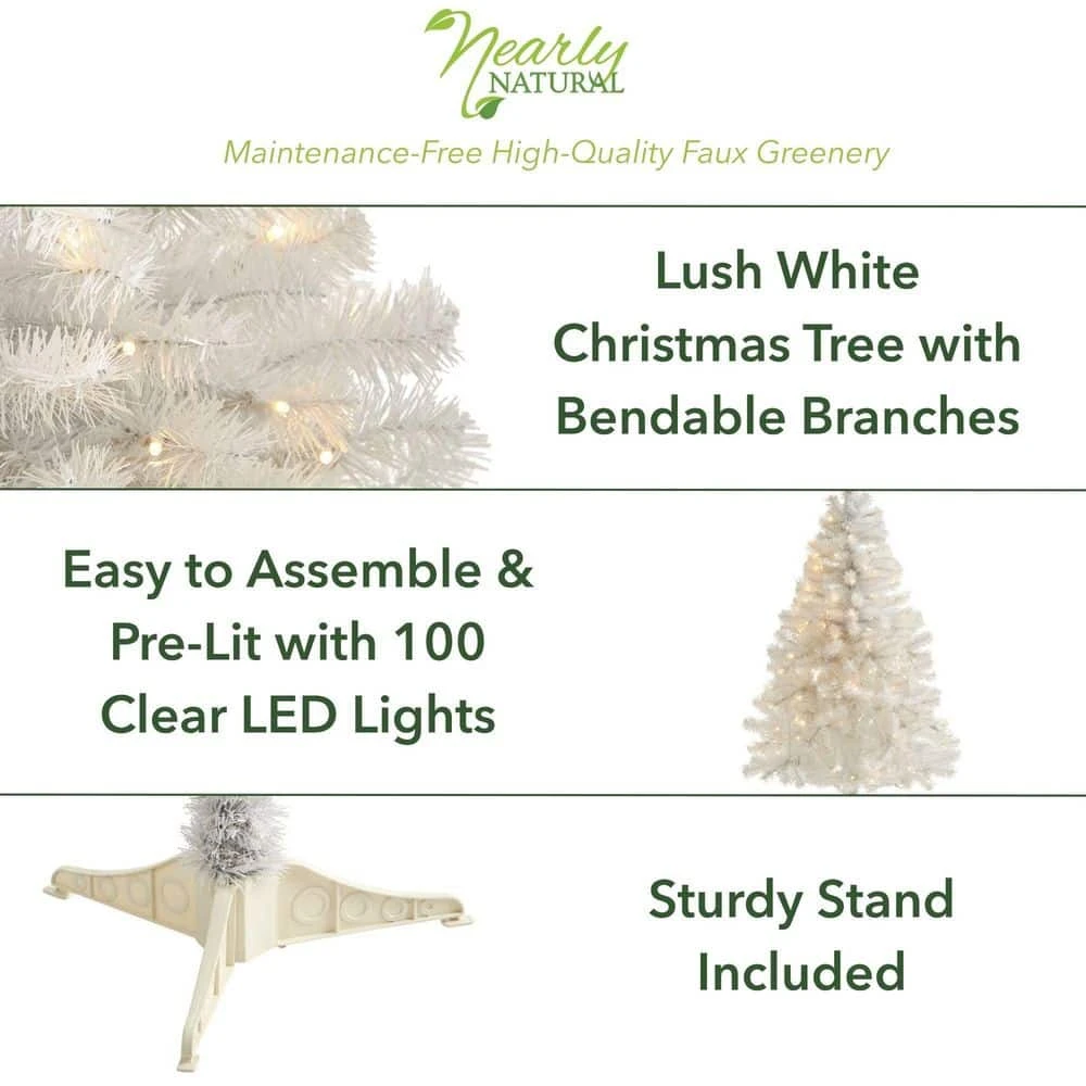 4 Ft. Pre-Lit White Artificial Christmas Tree With 100 Clear LED Lights 4 4 Ft. Pre-Lit White Artificial Christmas Tree With 100 Clear LED Lights - Image 2