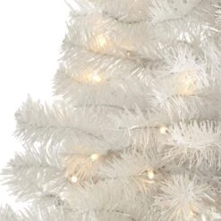 5 Ft. Pre-Lit White Artificial Christmas Tree With 150 Clear LED Lights -Christmas Gift Shop nearly natural pre lit christmas trees t1726 4f 1000