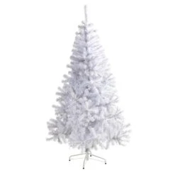 6 Ft. Pre-Lit White Artificial Christmas Tree With 250 Clear LED Lights -Christmas Gift Shop nearly natural pre lit christmas trees t1727 4f 1000