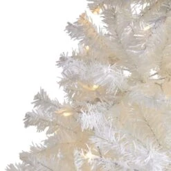 7.5 Ft. Pre-Lit White Artificial Christmas Tree With 400 Clear LED Lights -Christmas Gift Shop nearly natural pre lit christmas trees t1729 4f 1000
