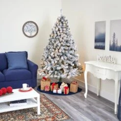 7 Ft. Pre-Lit Flocked West Virginia Fir Artificial Christmas Tree With 350 Clear LED Lights 12 7 Ft. Pre-Lit Flocked West Virginia Fir Artificial Christmas Tree With 350 Clear LED Lights -Christmas Gift Shop nearly natural pre lit christmas trees t1741 44 1000