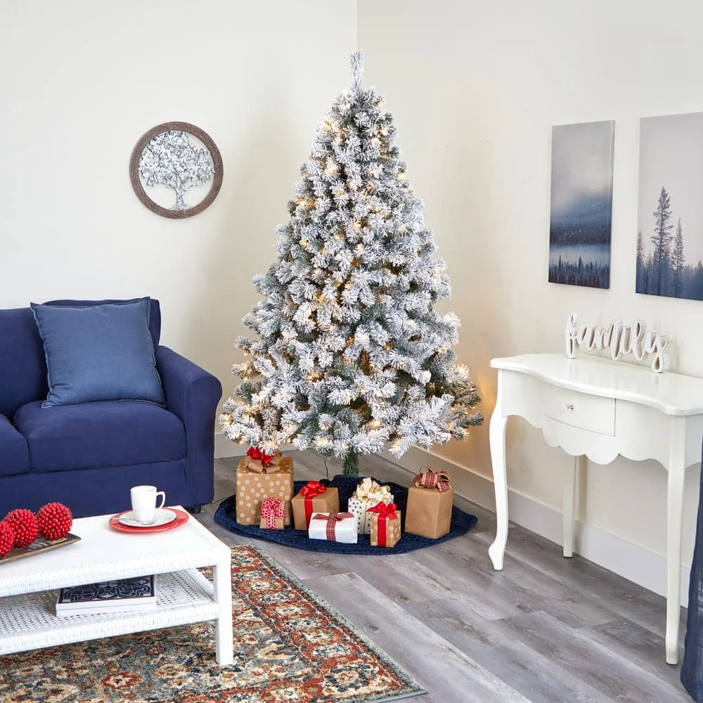 7 Ft. Pre-Lit Flocked West Virginia Fir Artificial Christmas Tree With 350 Clear LED Lights 7 7 Ft. Pre-Lit Flocked West Virginia Fir Artificial Christmas Tree With 350 Clear LED Lights - Image 5