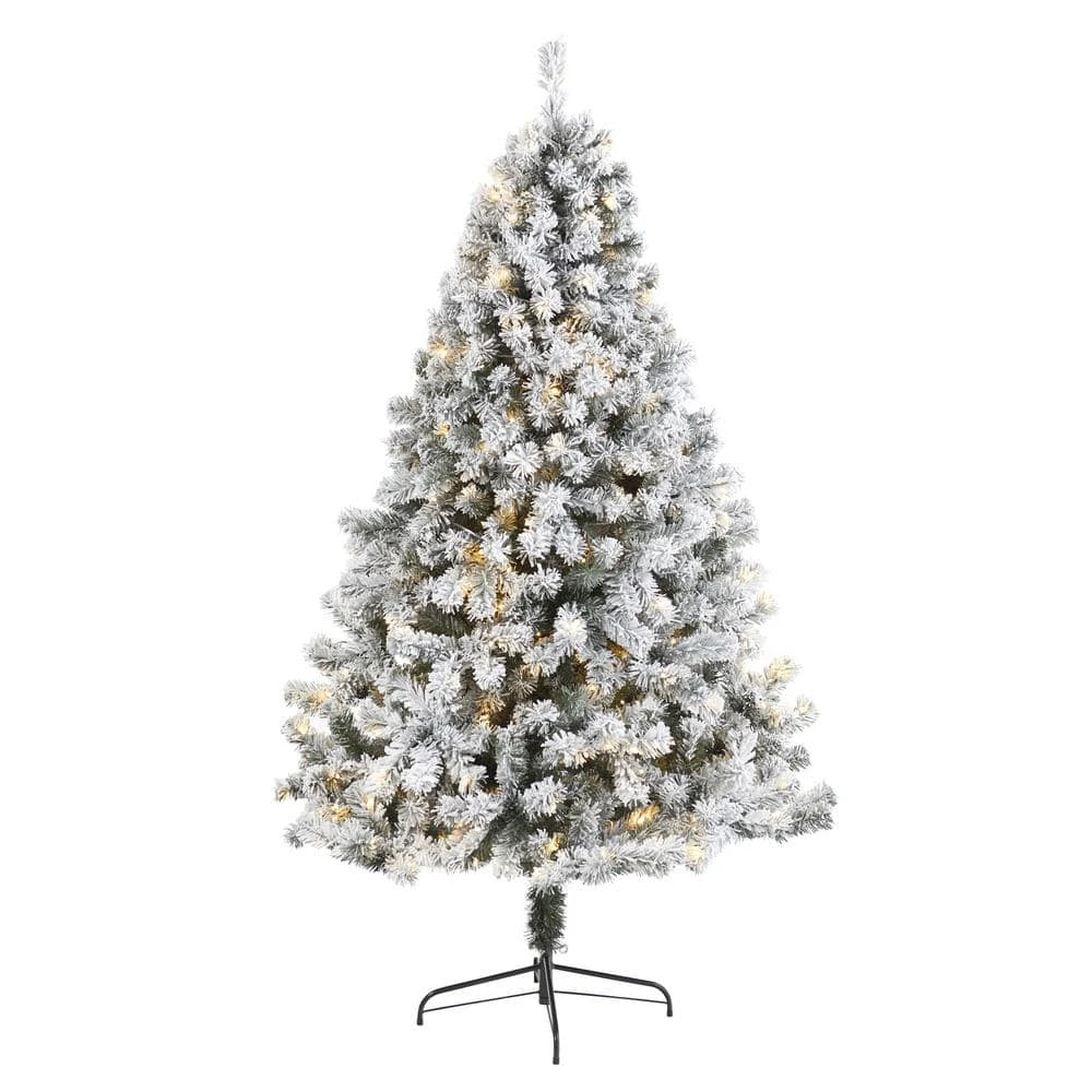 7 Ft. Pre-Lit Flocked West Virginia Fir Artificial Christmas Tree With 350 Clear LED Lights 3 7 Ft. Pre-Lit Flocked West Virginia Fir Artificial Christmas Tree With 350 Clear LED Lights