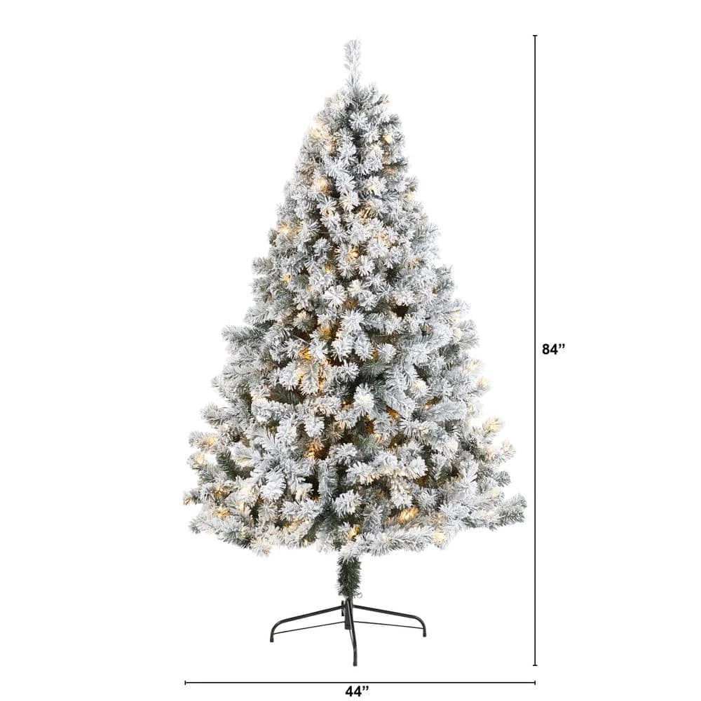 7 Ft. Pre-Lit Flocked West Virginia Fir Artificial Christmas Tree With 350 Clear LED Lights 4 7 Ft. Pre-Lit Flocked West Virginia Fir Artificial Christmas Tree With 350 Clear LED Lights - Image 2