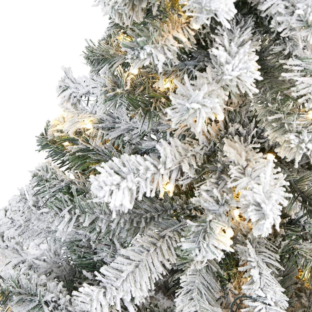 4 Ft. Pre-lit Flocked Rock Springs Spruce Artificial Christmas Tree With 100 Clear LED Lights 5 4 Ft. Pre-lit Flocked Rock Springs Spruce Artificial Christmas Tree With 100 Clear LED Lights - Image 3