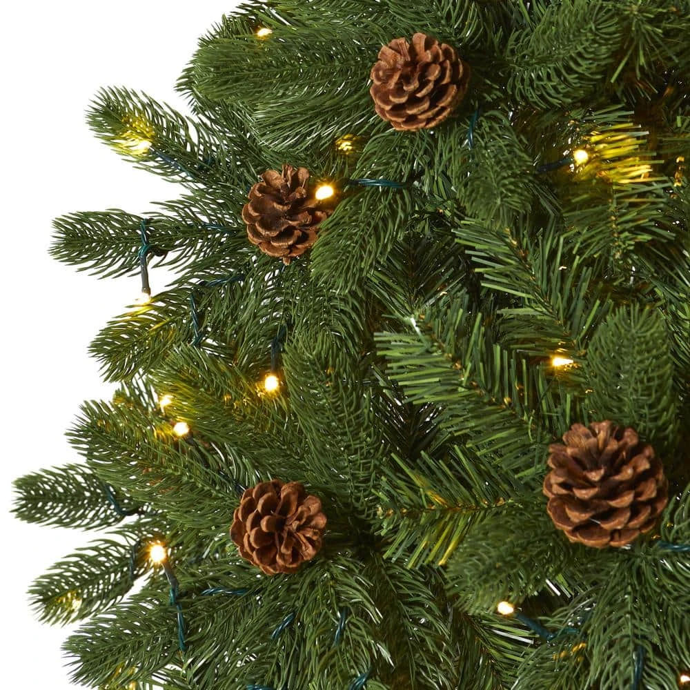 7.5 Ft. Pre-Lit Rocky Mountain Spruce Artificial Christmas Tree With Pine Cones And 400 Clear LED Lights 6 7.5 Ft. Pre-Lit Rocky Mountain Spruce Artificial Christmas Tree With Pine Cones And 400 Clear LED Lights - Image 4