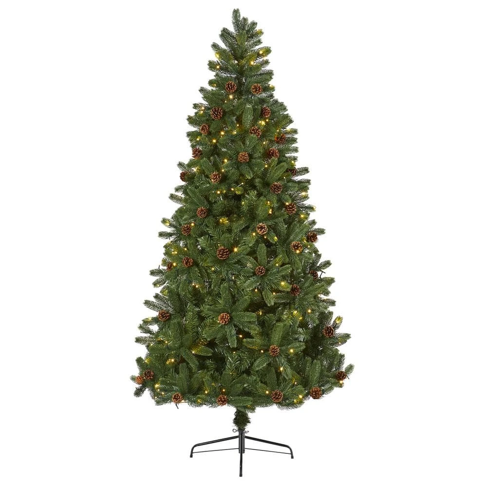 7.5 Ft. Pre-Lit Rocky Mountain Spruce Artificial Christmas Tree With Pine Cones And 400 Clear LED Lights 3 7.5 Ft. Pre-Lit Rocky Mountain Spruce Artificial Christmas Tree With Pine Cones And 400 Clear LED Lights
