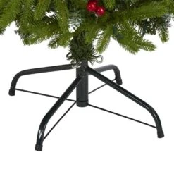 4 Ft. Pre-Lit Snow Tipped Portland Spruce Artificial Christmas Tree, Frosted Berries, Pine Cones, 100 Clear LED Lights -Christmas Gift Shop nearly natural pre lit christmas trees t1782 1f 1000