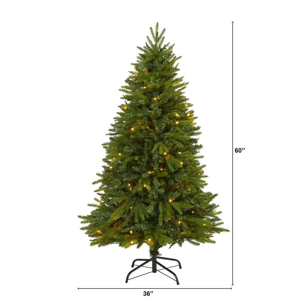 5 Ft. Pre-Lit Sun Valley Fir Artificial Christmas Tree With 200 Clear LED Lights 4 5 Ft. Pre-Lit Sun Valley Fir Artificial Christmas Tree With 200 Clear LED Lights - Image 2