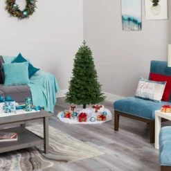 4 Ft. Pre-lit Vermont Fir Artificial Christmas Tree With 100 Clear LED Lights -Christmas Gift Shop nearly natural pre lit christmas trees t1787 fa 1000